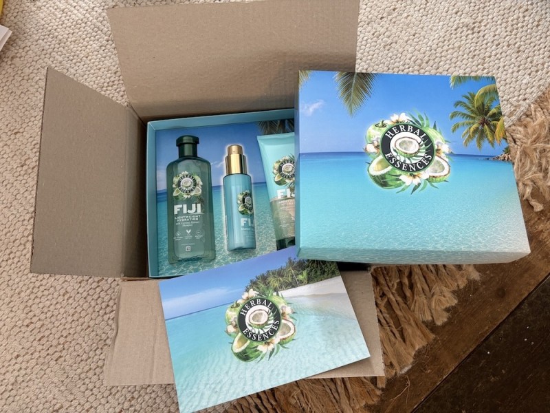Bottles of Herbal Essences shampoo received by Pete